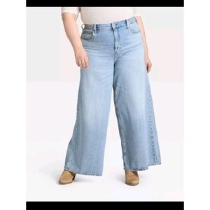 NWT Universal Thread Palazzo Wide Leg Jeans 14 Vintage Light Wash